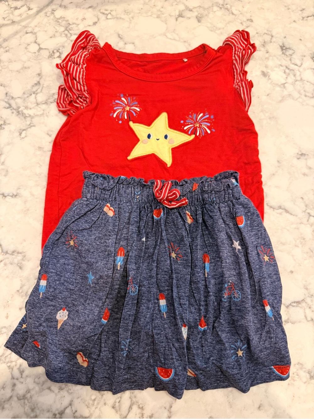 Little Sleepies Candy Red Firework Flutter Tee & Summer Celebration Skort Set 2T